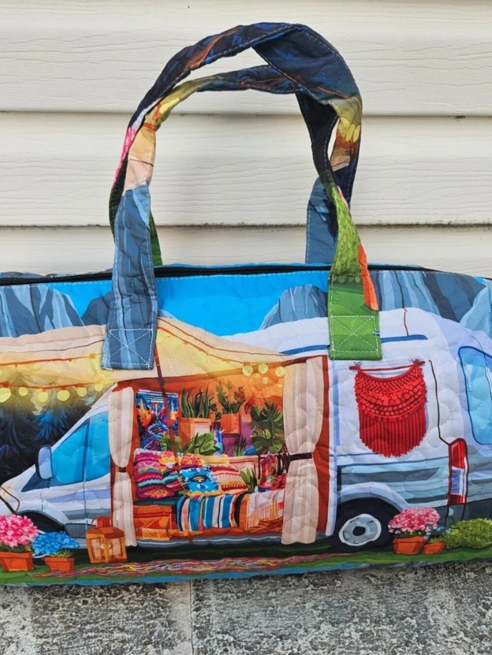Women Bag Cozy Camper Van Duffle BagLarge Capacity Fabric Tote Travel Bag - Picture 9 of 11